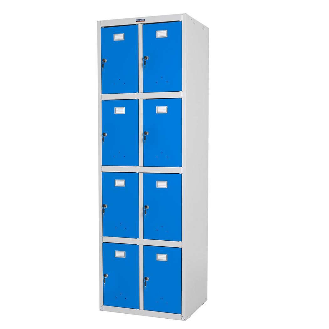 Lockerkast BERIT 8 DEURTJES, 183x58x50 cm, van Staal, Kleur Blauw