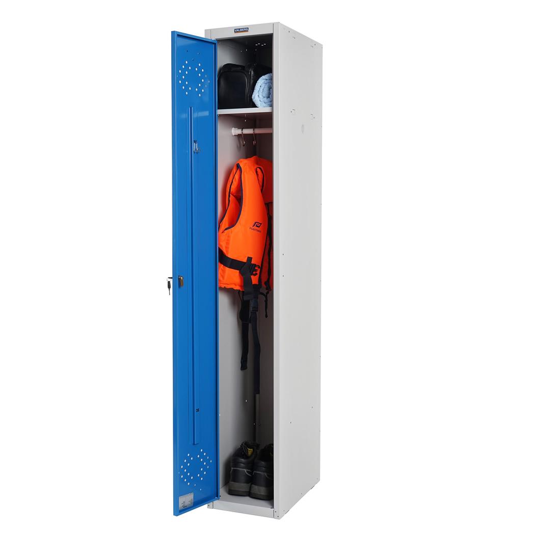 Lockerkast BERIT 1 DEUR, 183x30x50 cm, van Staal, Kleur Blauw