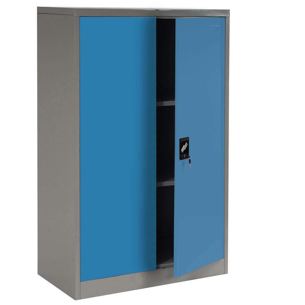 Metalen Archiefkast EDITH 2 DEUREN, 140x80x37cm, in Staal, Kleur Blauw