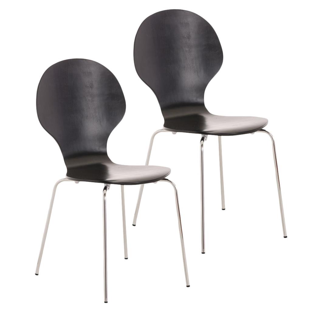 Set 2 Vergaderstoelen CARVALLO, Metalen Structuur, Stapelbaar, Zwart