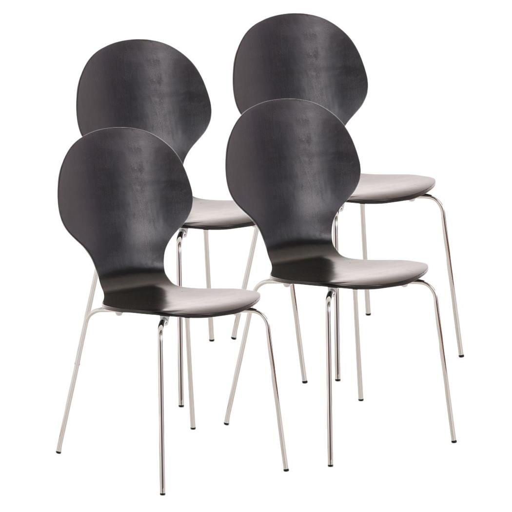 Set 4 Vergaderstoelen CARVALLO, Metalen Structuur, Stapelbaar, Zwart