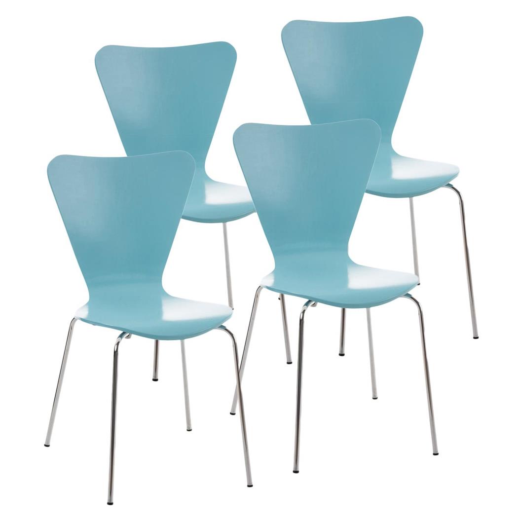 Set van 4 Vergaderstoelen HERCULES, Metalen Structuur, Stapelbaar, Kleur Blauw