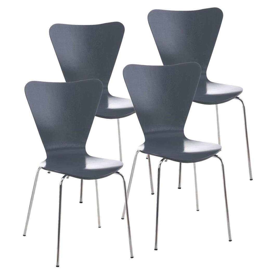 Set van 4 Vergaderstoelen HERCULES, Metalen Structuur, Stapelbaar, Kleur Grijs