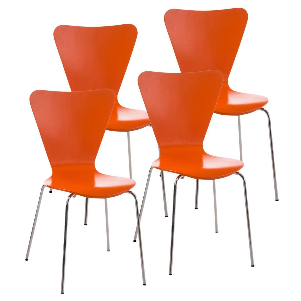 Set van 4 Vergaderstoelen HERCULES, Metalen Structuur, Stapelbaar, Kleur Oranje