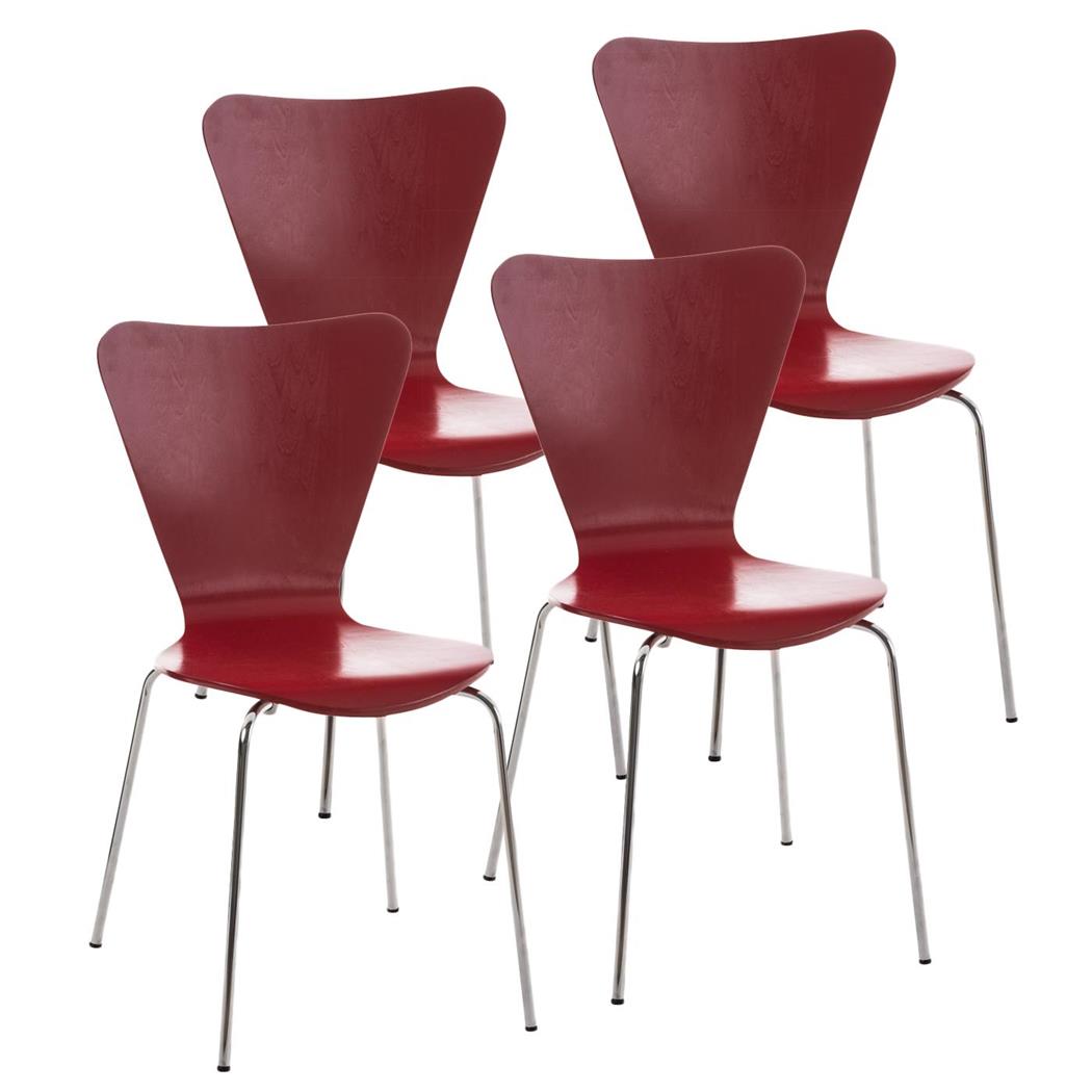 Set van 4 Vergaderstoelen HERCULES, Metalen Structuur, Stapelbaar, Kleur Rood