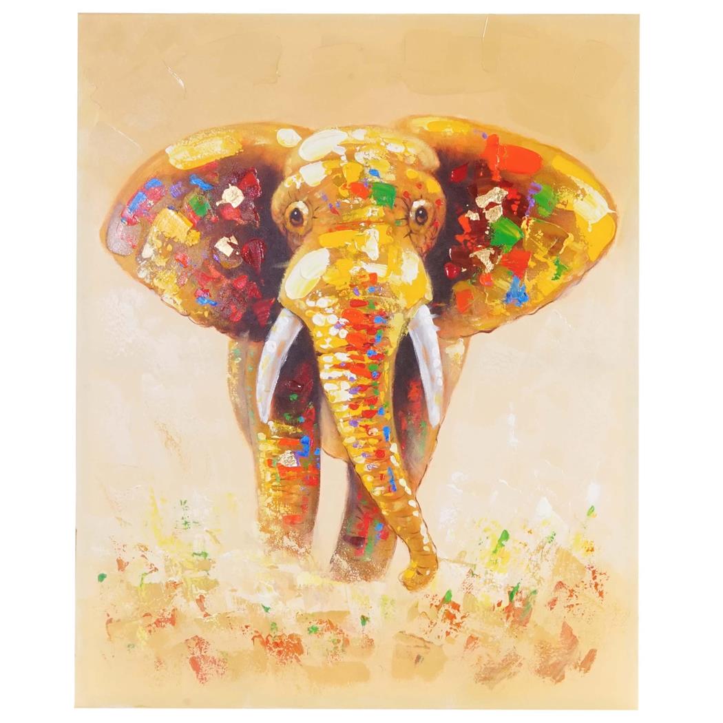 Olieverfschilderij OLIFANT KLEUR, Hand Geschilderd, 100x80cm