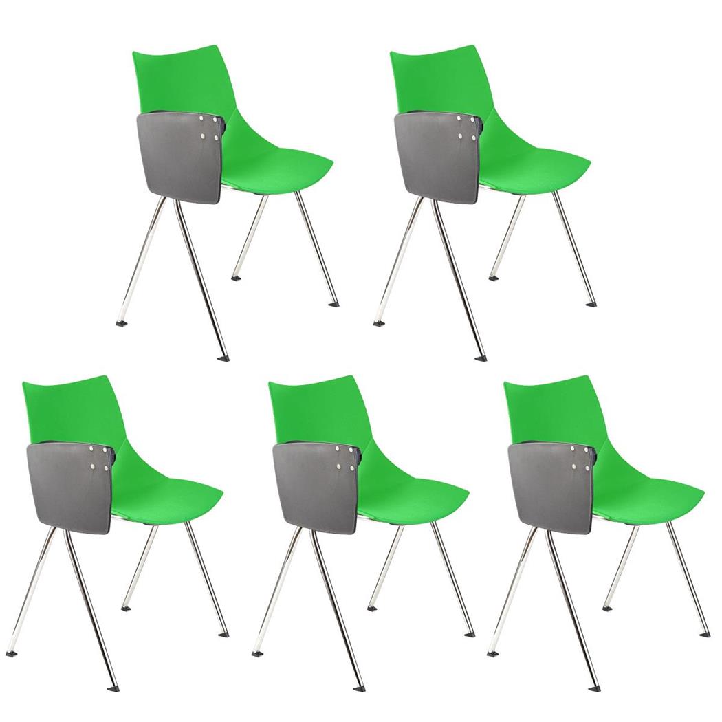 Set van 5 Vergaderstoelen AMIR met Klaptafeltje, Handig en Praktisch, Kleur Groen