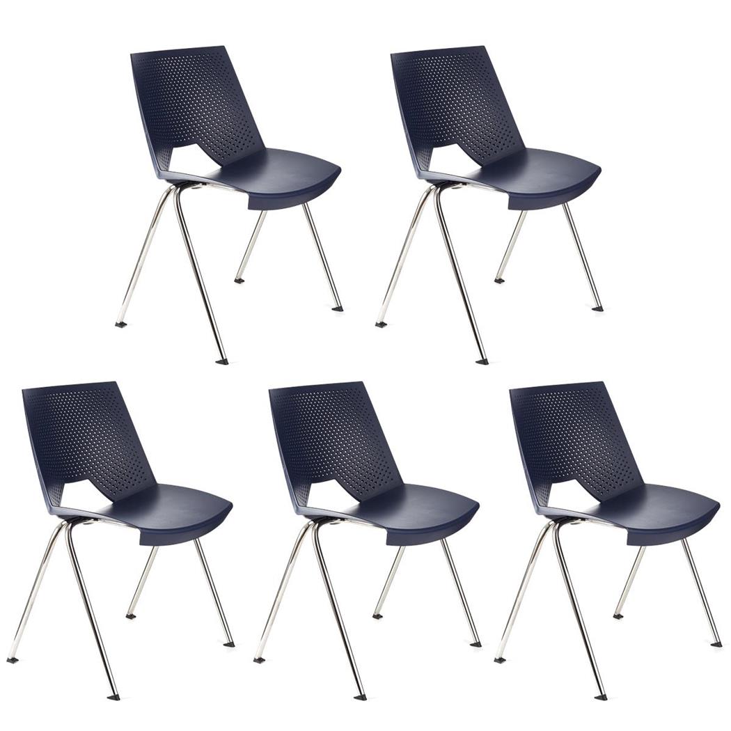 Set van 5 Vergaderstoelen ENZO, Comfortabel en Praktisch, Stapelbaar, kleur Blauw