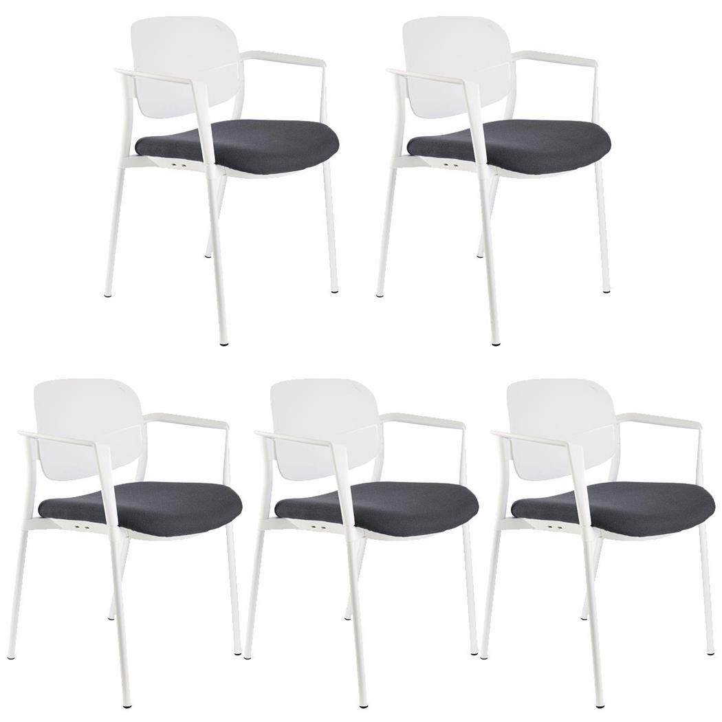 Set van 5 Vergaderstoelen ERIC, Comfortabel en Praktisch, Stapelbaar, Kleur Grijs