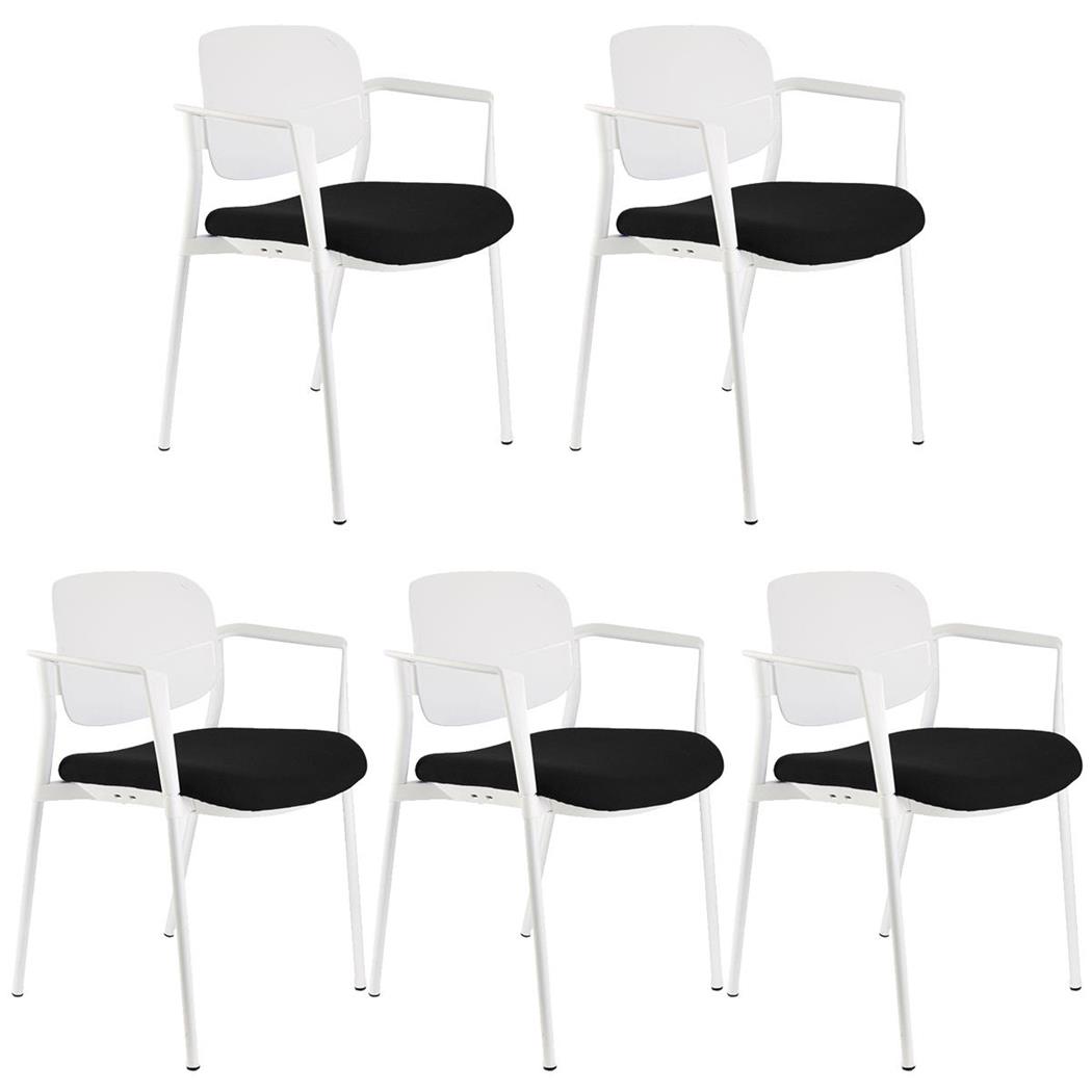 Set van 5 Vergaderstoelen ERIC, Comfortabel en Praktisch, Stapelbaar, Kleur Zwart