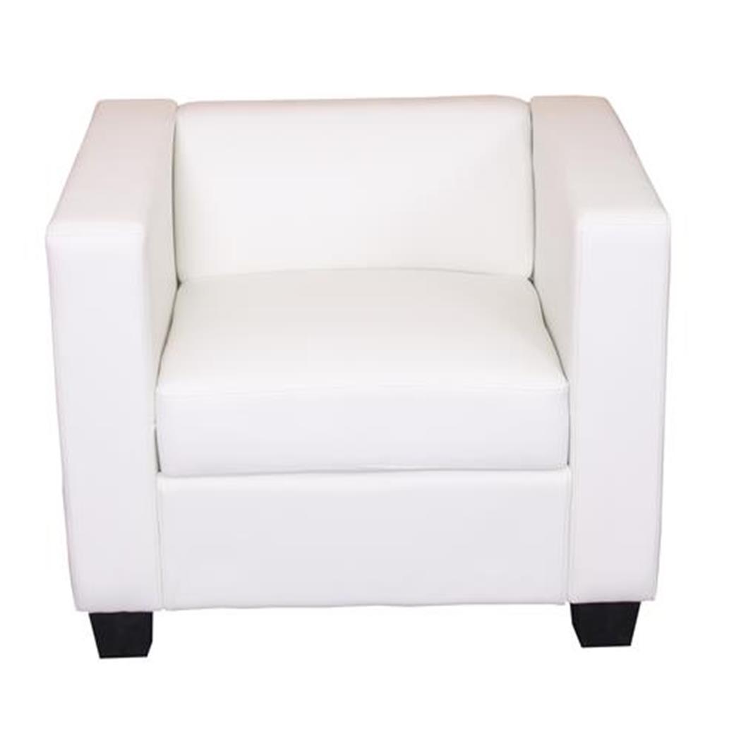 Fauteuil BASIL, Elegant Ontwerp, Groot Zitcomfort, in Echt Leder, Kleur Wit