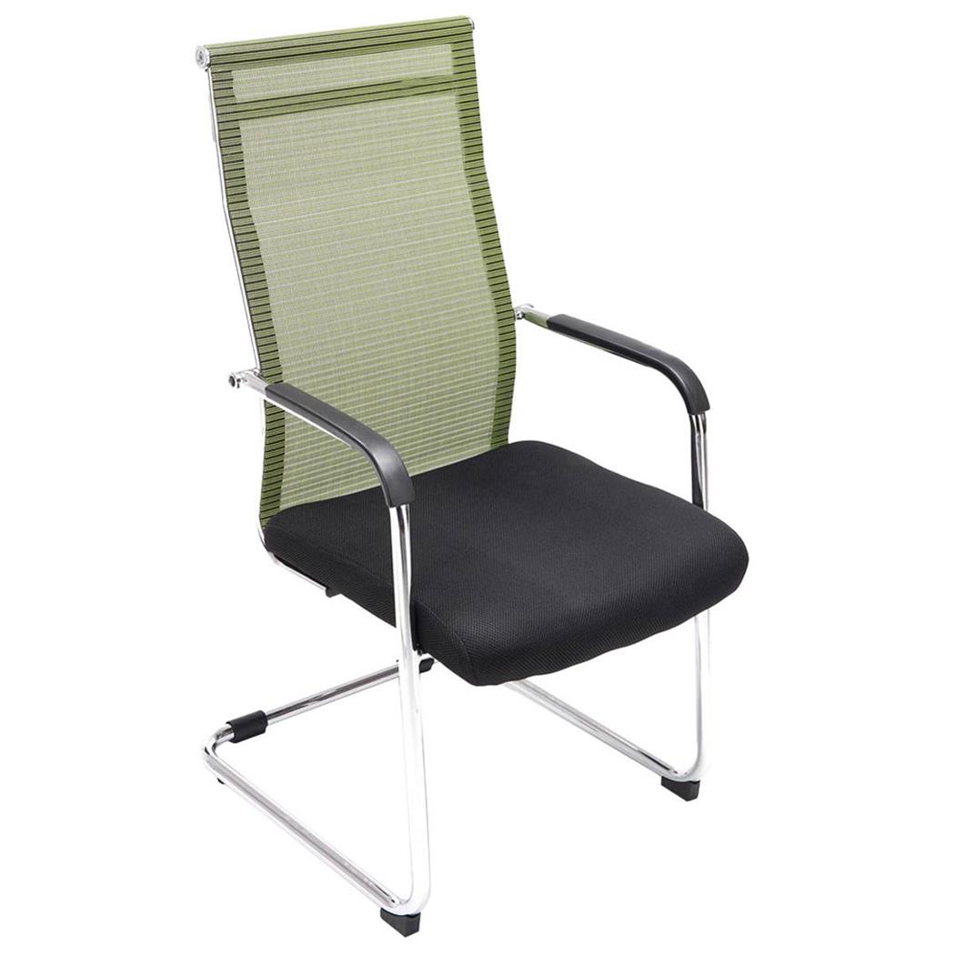 Vergaderstoel BRAMEN, Metalen Frame, met Mesh Rugleuning, Zwart/Groen