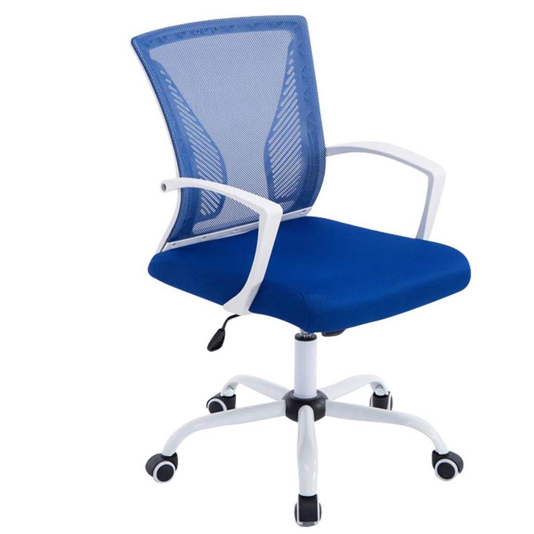 Bureaustoel CUBA WHITE, Metalen onderstel, van ademend Mesh in de kleur Blauw