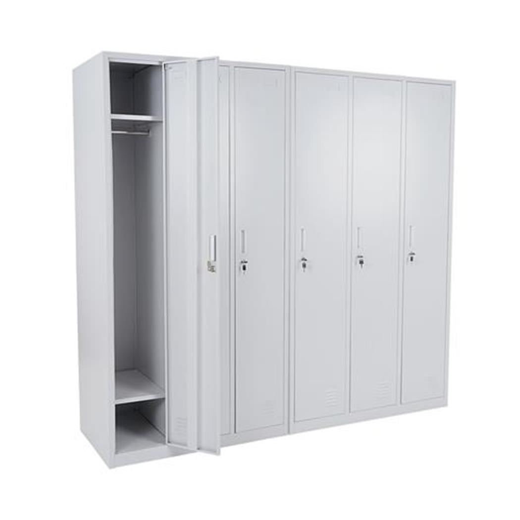 Metalen Lockerkast AGNES 6 Kluisjes, 180x180x50 cm, Met Slot, kleur Grijs