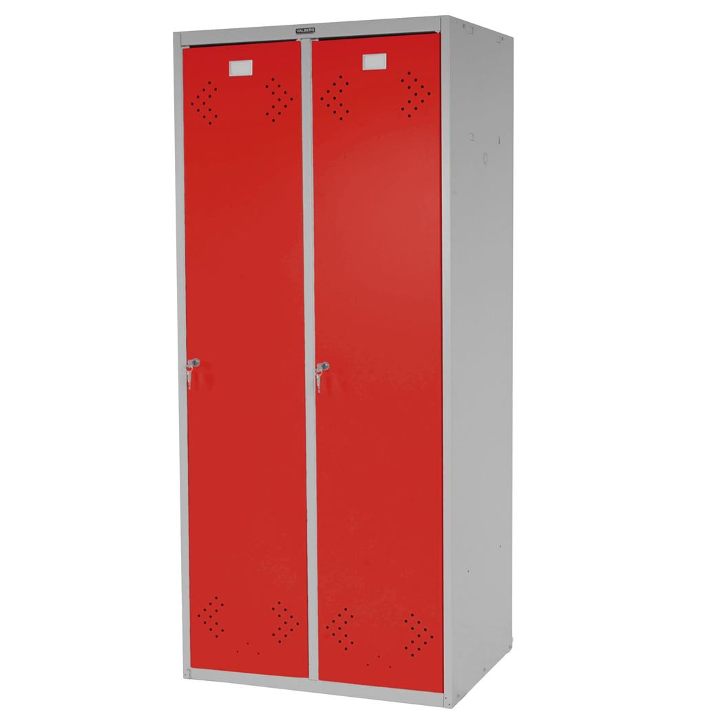 Metalen Locker FRIDA, 183x81x50 cm, 2 Deuren, Kleur Rood