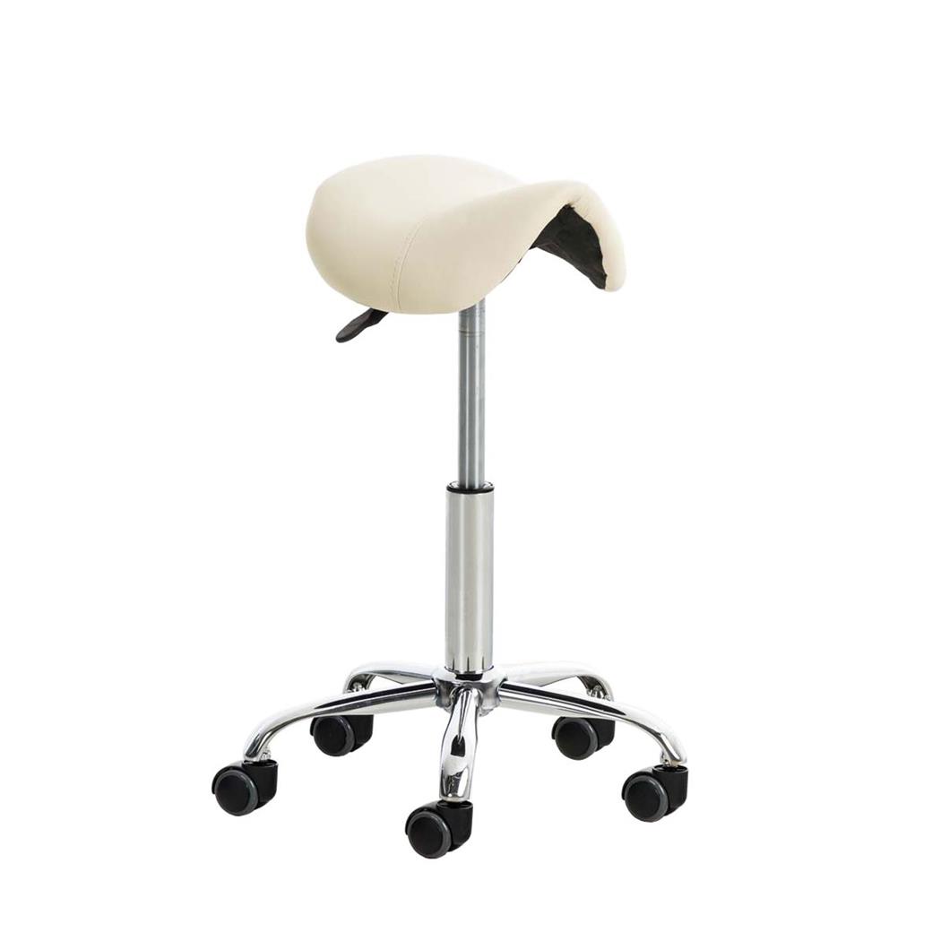 Werkkruk RESO, Ergonomische Vorm, Dikke Vulling, Beige Leder