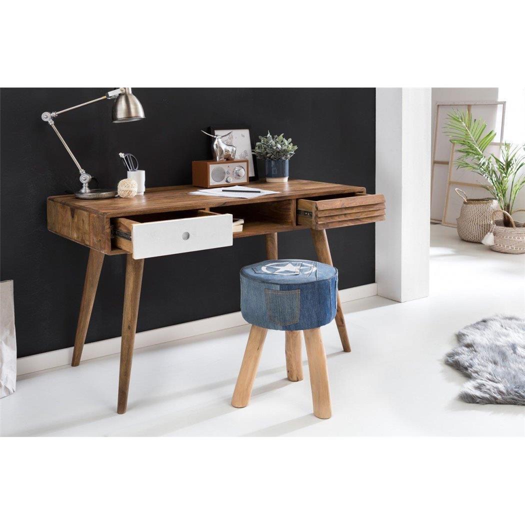 Bureau REPANG, Afmetingen 117x60x75 cm, in Hout, Kleur Wit/Eik