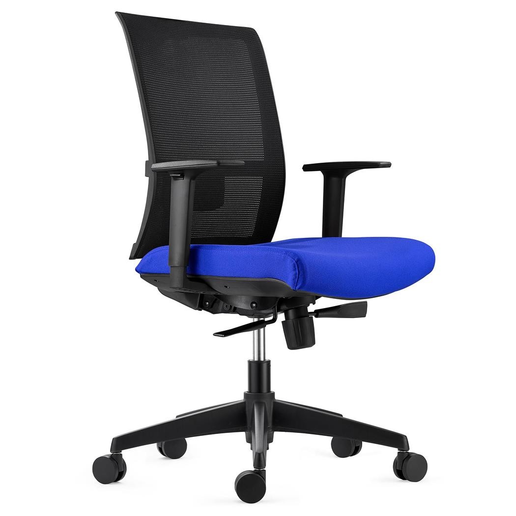 Ergonomische Bureaustoel EXON, Lendensteun, Gebruik 8h, in Stof en Mesh, Kleur Blauw