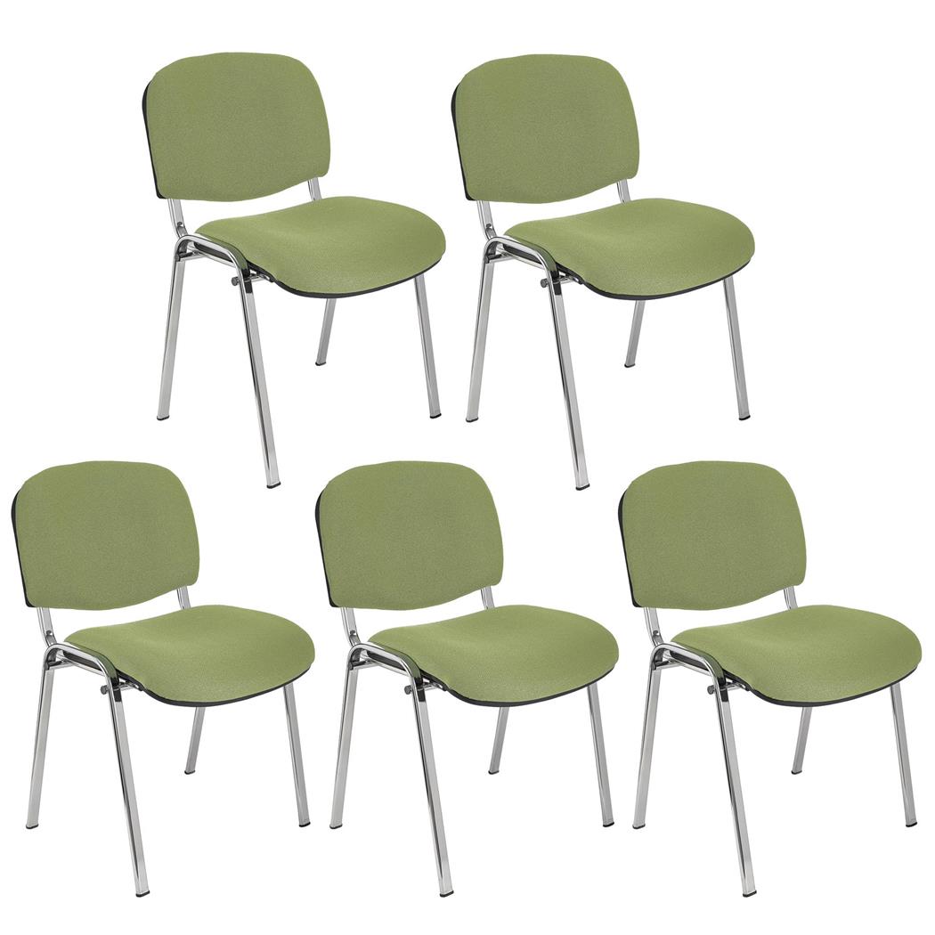 Set van 5 Vergaderstoelen MOBY BASE, Comfortabel en praktisch, Kleur Groen en Chromen Poten