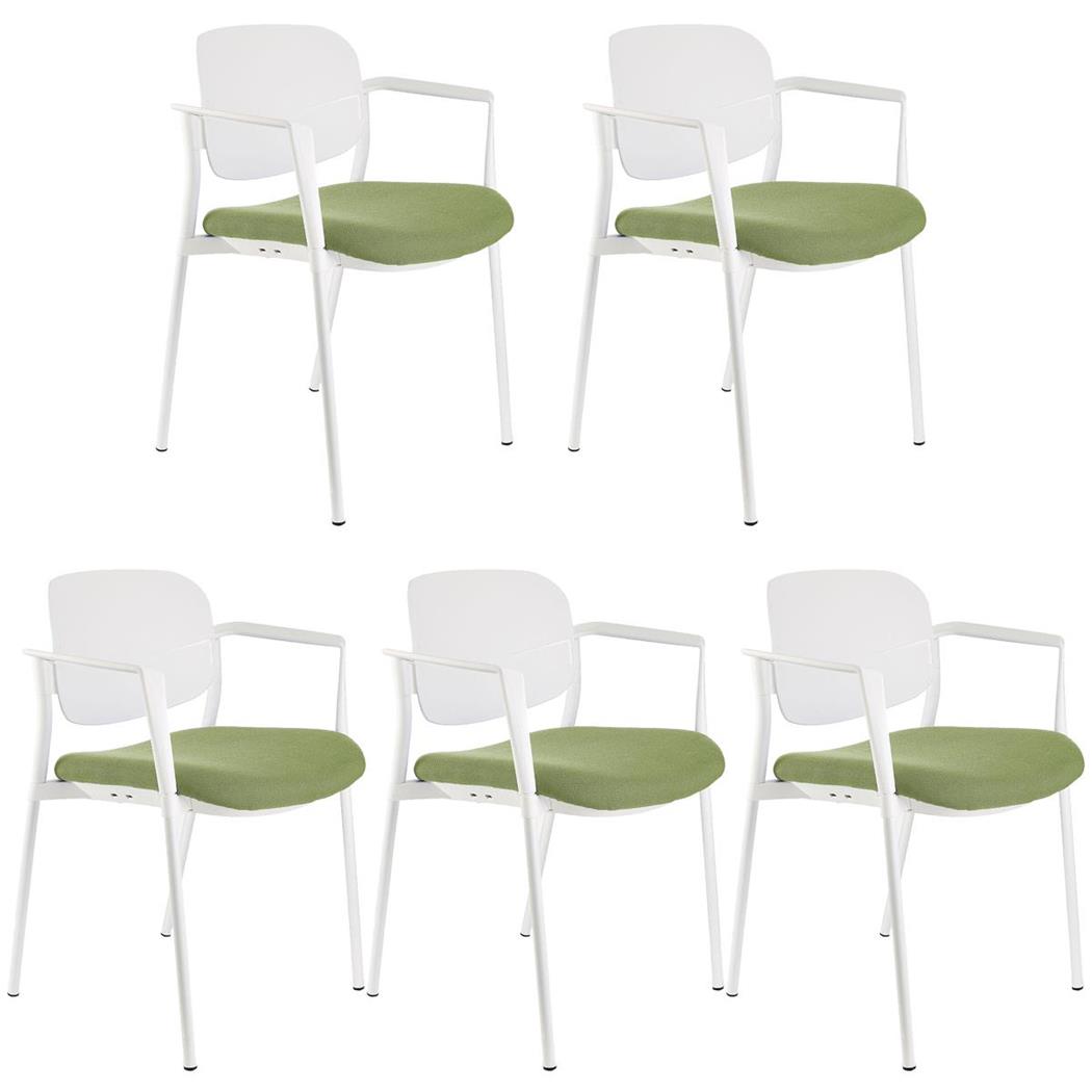 Set van 5 Vergaderstoelen ERIC, Comfortabel en Praktisch, Stapelbaar, Kleur Groen