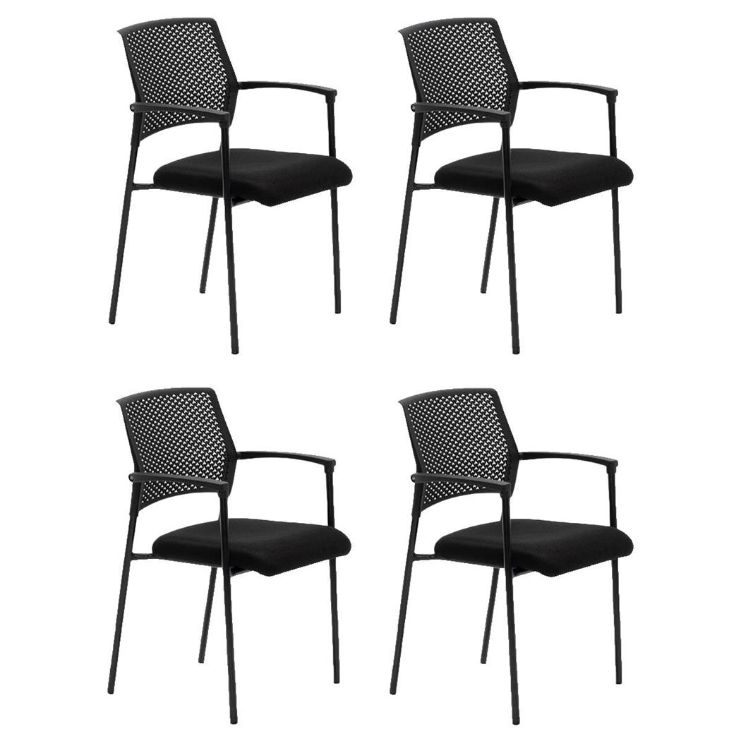 Set van 4 Vergaderstoelen TERRANOVA, Stapelbaar, Metalen frame, Zwart