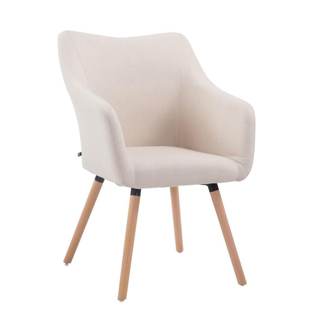 Bezoekersstoel GREG STOF, Modern Ontwerp, Beukenkleurige Poten, Beige