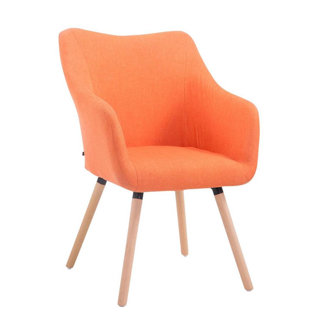 Bezoekersstoel GREG STOF, Modern Ontwerp, Beukenkleurige Poten Poten, Oranje