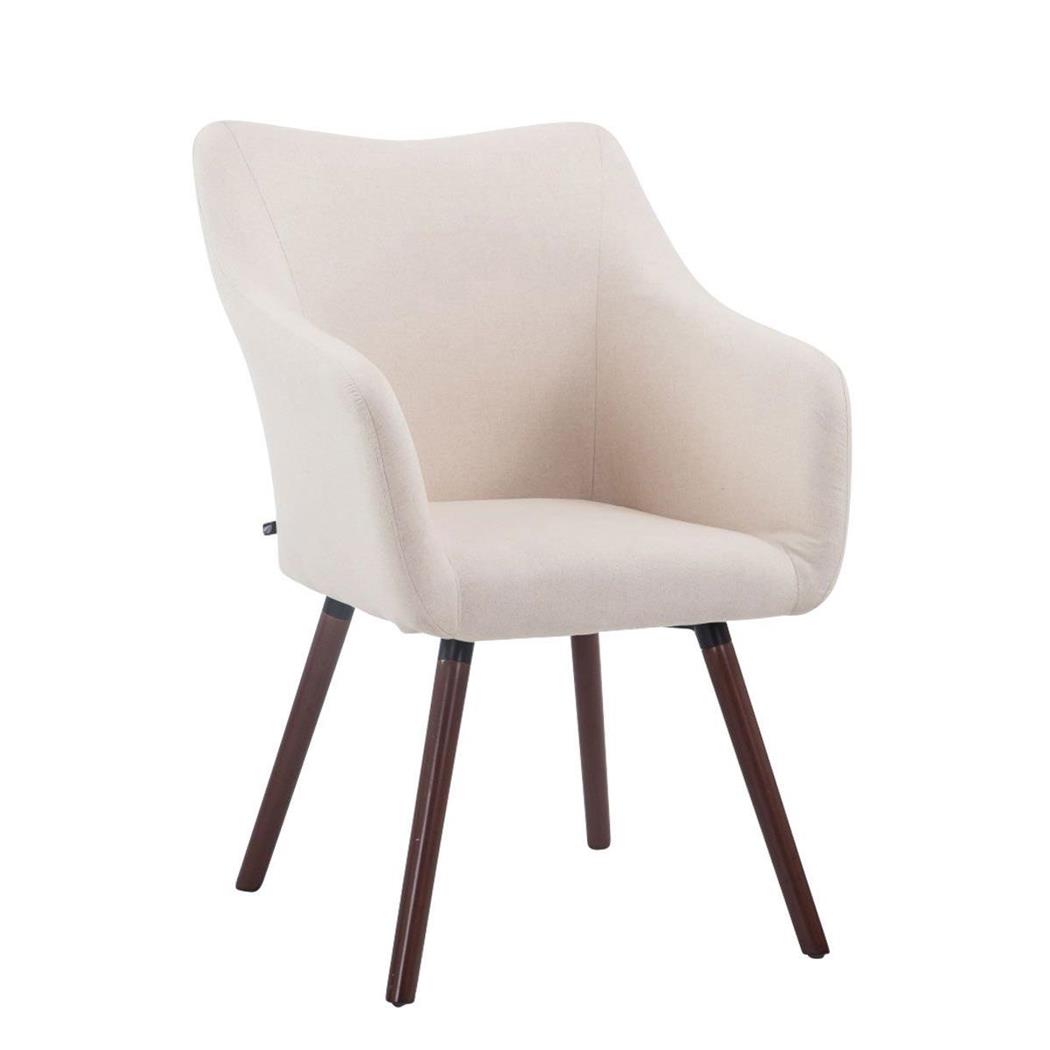 Bezoekersstoel GREG STOF, Modern Ontwerp, Walnootkleurige Poten, Beige