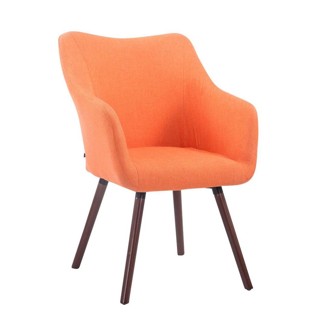 Bezoekersstoel GREG STOF, Modern Ontwerp, Walnootkleurige Poten, Oranje