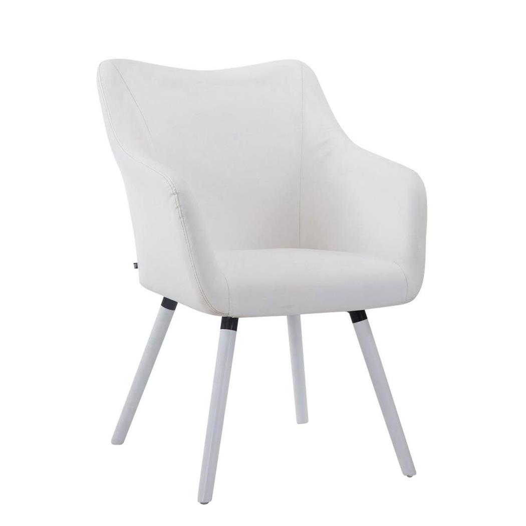 Bezoekersstoel GREG LEDER, Modern Ontwerp, Witte Poten, Wit