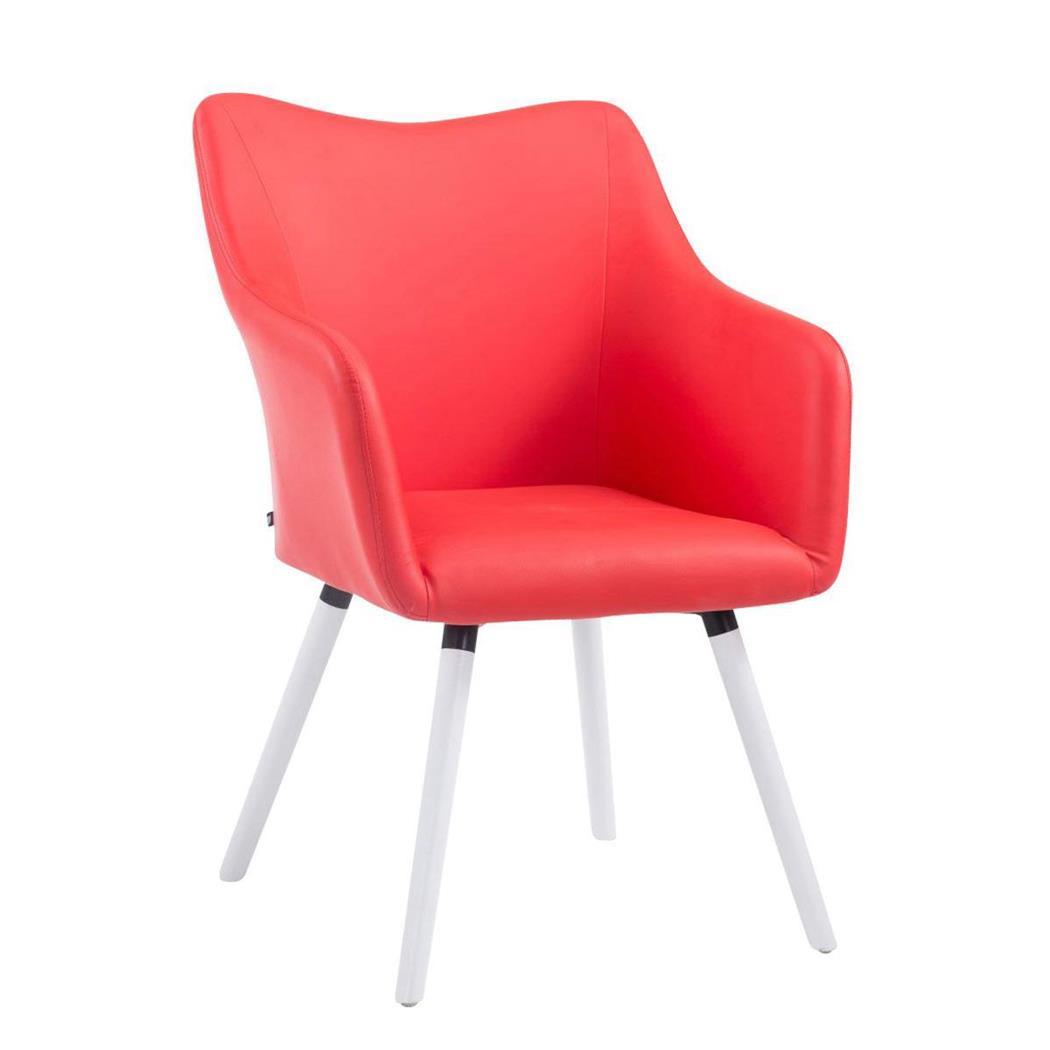 Bezoekersstoel GREG LEDER, Modern Ontwerp, Witte Poten, Rood