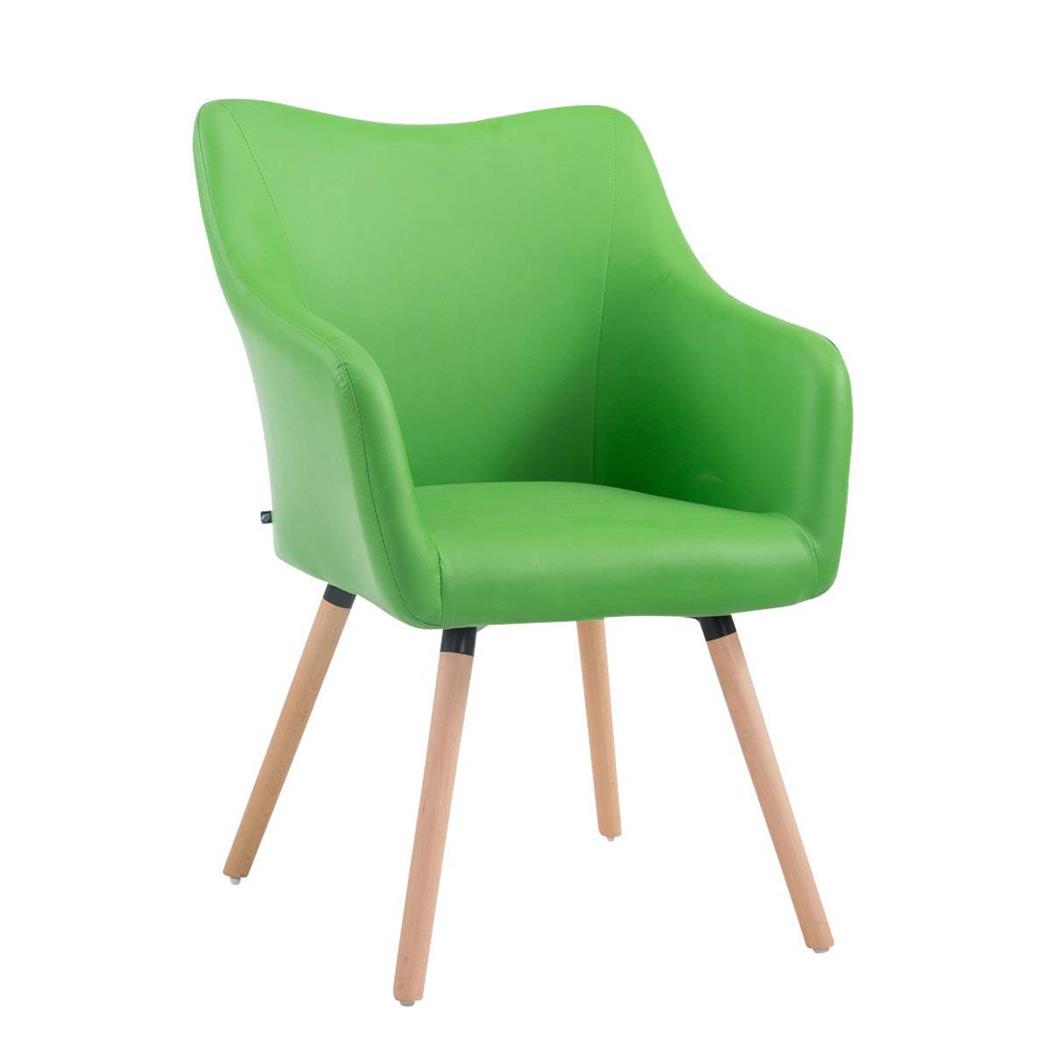 Bezoekersstoel GREG LEDER, Modern Ontwerp, Beukenkleurige Poten, Groen