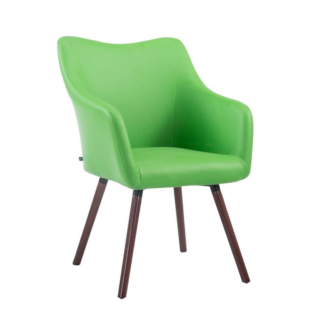 Bezoekersstoel GREG LEDER, Modern Ontwerp, Walnootkleurige Poten, Groen