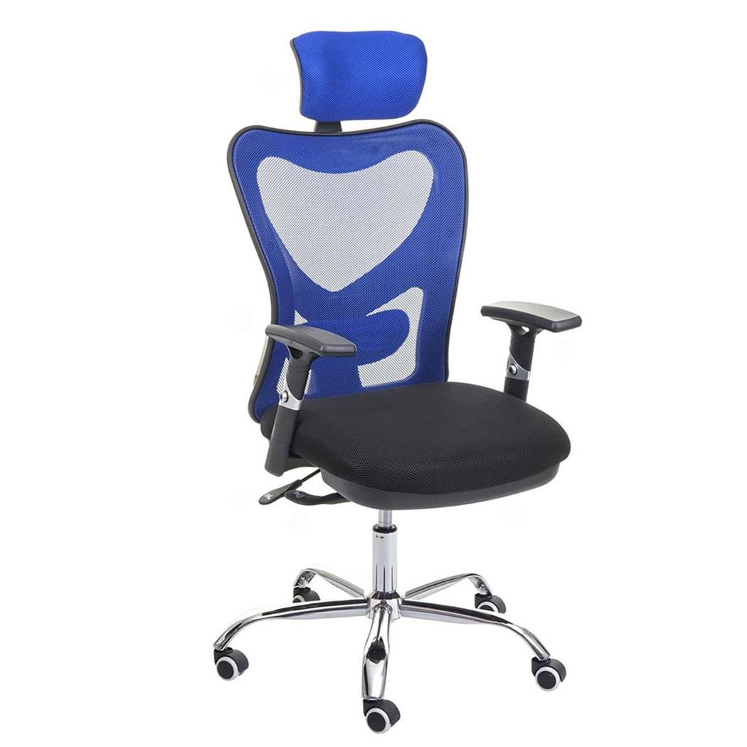 Ergonomische Bureaustoel LUCIA, Gebruik 8H, Gewatteerde Lendensteun, Metalen Structuur, Kleur Blauw