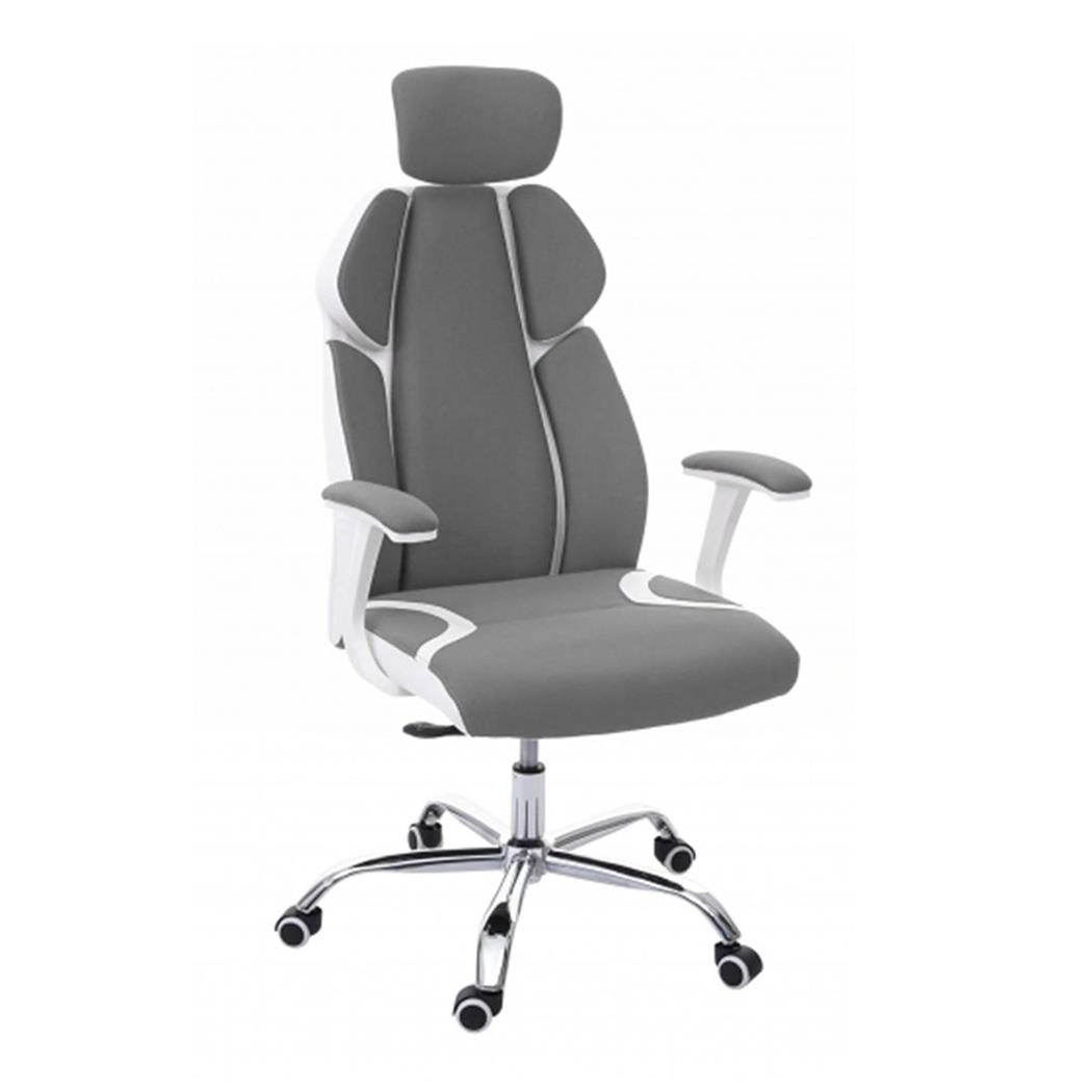 Bureaustoel TUCSON WHITE, Exclusief en Ergonomisch Ontwerp, Stoffen Bekleding, Kleur Grijs