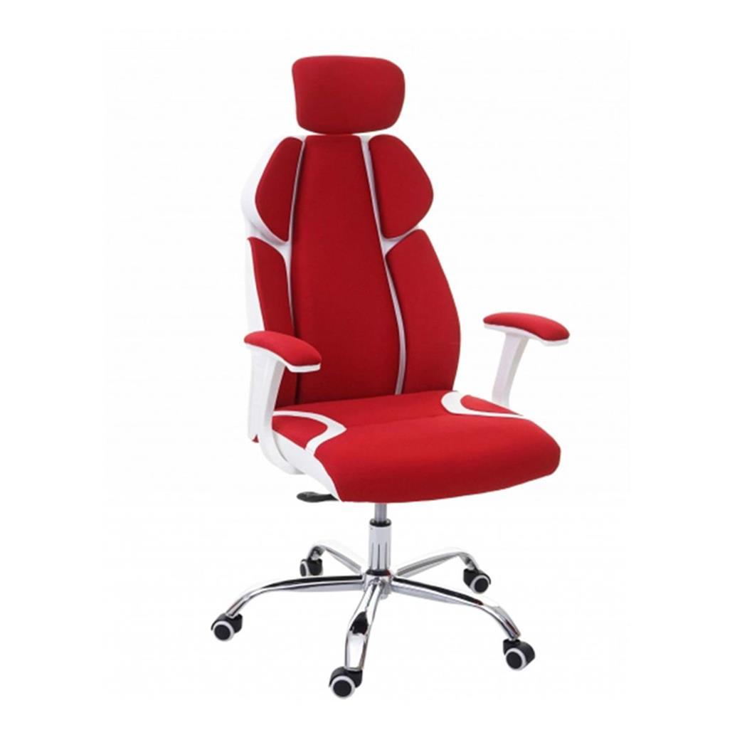 Bureaustoel TUCSON WHITE, Exclusief en Ergonomisch Ontwerp, Stoffen Bekleding, Kleur Rood