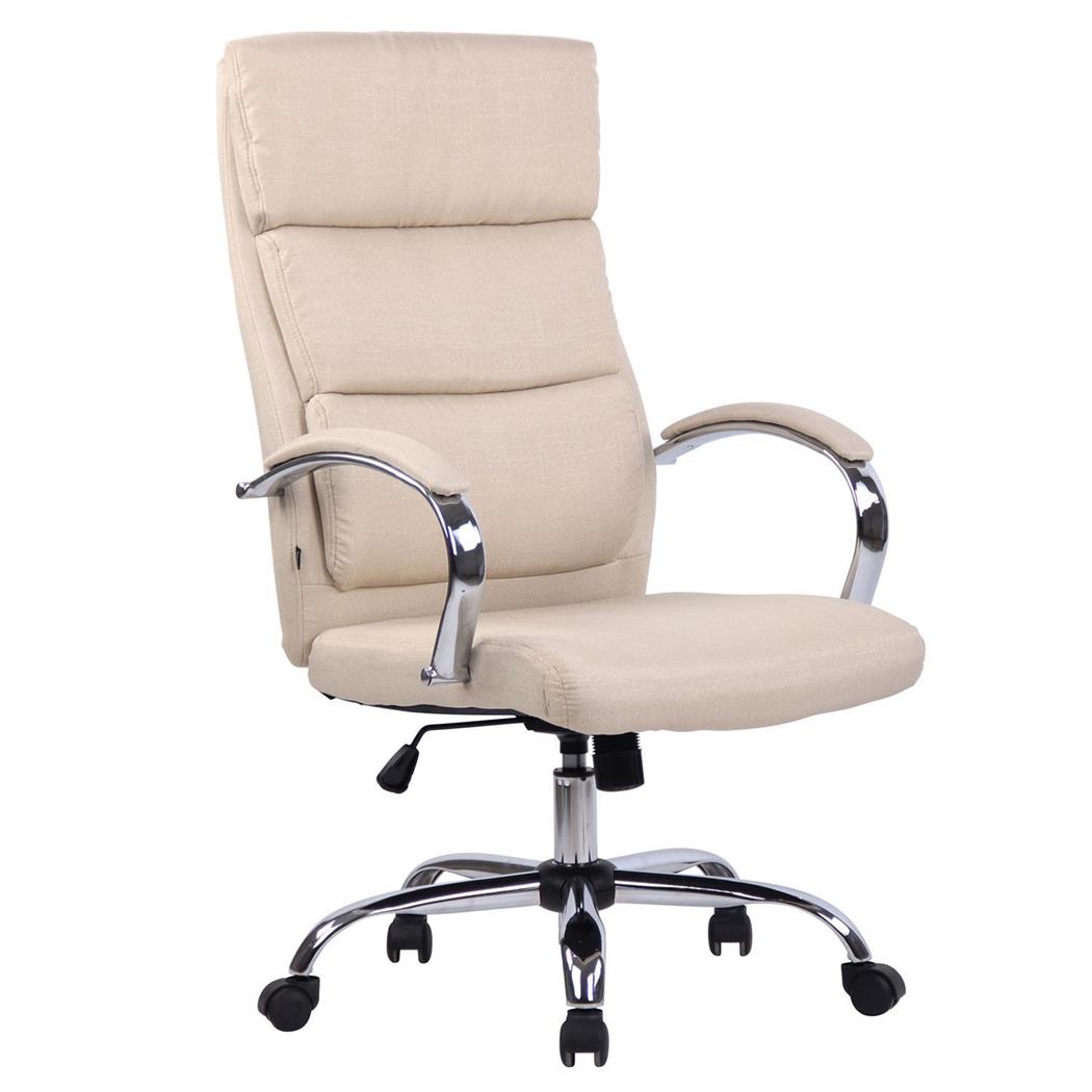 Directiestoel BRANDON STOF, Dikke vulling, Metalen frame, Beige Bekleding