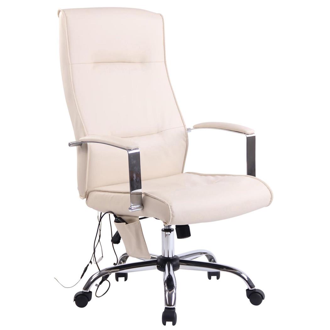 Bureaustoel PONTIAC MASSAGE LEDER, Dikke Vulling, Metalen onderstel, kleur Beige