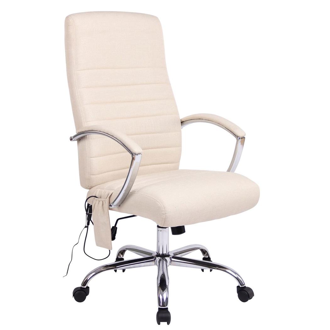 Bureaustoel VALANTY MASSAGE STOF, Dikke Vulling, Metalen Onderstel, Beige Bekleding