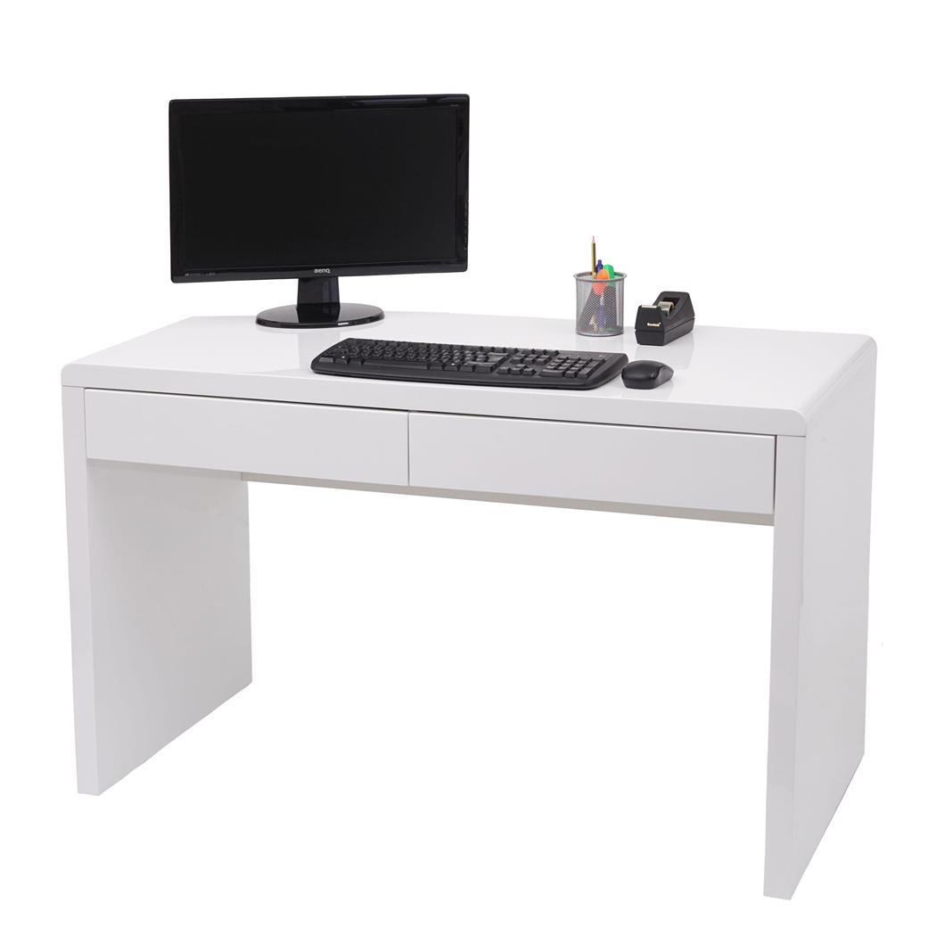 Bureau MANCHESTER, 100x60 cm, 2 Ruime Lades, Modern Ontwerp in Glanzend Wit