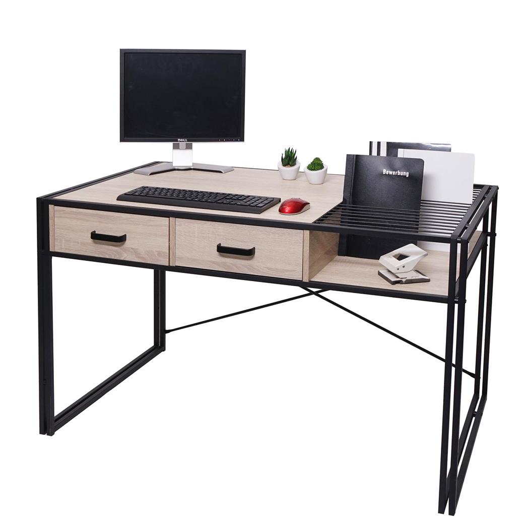 Bureau ROXY, Industrieel, Modern Design, 120x76cm, in Hout en Metaal, Eik