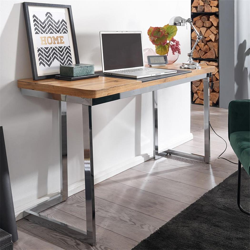 Bureau BETA, Asymmetrisch Ontwerp, Stalen Onderstel, 140x76x45 / 55 cm, Eiken Blad