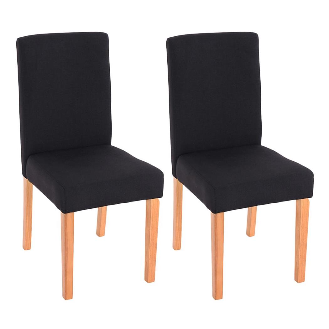 Set van 2 Eetkamerstoelen LITAU STOF, Prachtig Ontwerp, Zwart met Lichthouten Poten