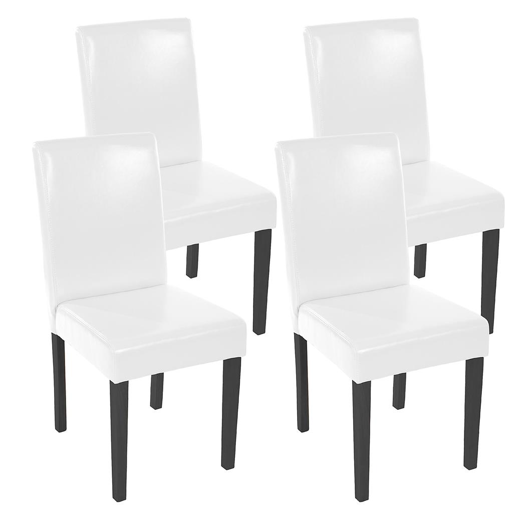 Set van 4 Eetkamerstoelen LITAU, Prachtig Ontwerp, Wit Leder, Zwarte Poten