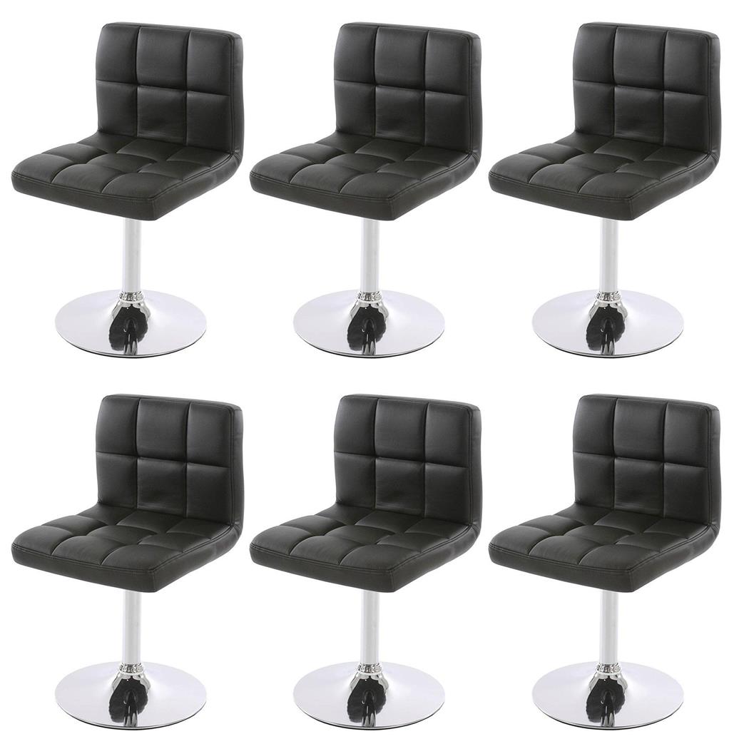 Set van 6 Keuken / Eetkamerstoelen GENUA, Draaibaar, Heel Comfortabel, Zwart 