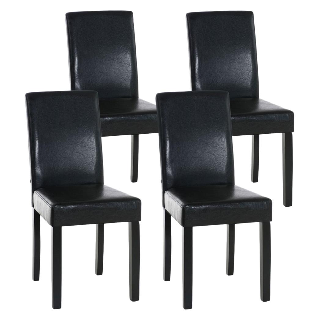 Set van 4 Eetkamerstoelen CAPRI, Bruin Leder en Donkere Houtkleurige Poten, Heel Stevig en Comfortabel