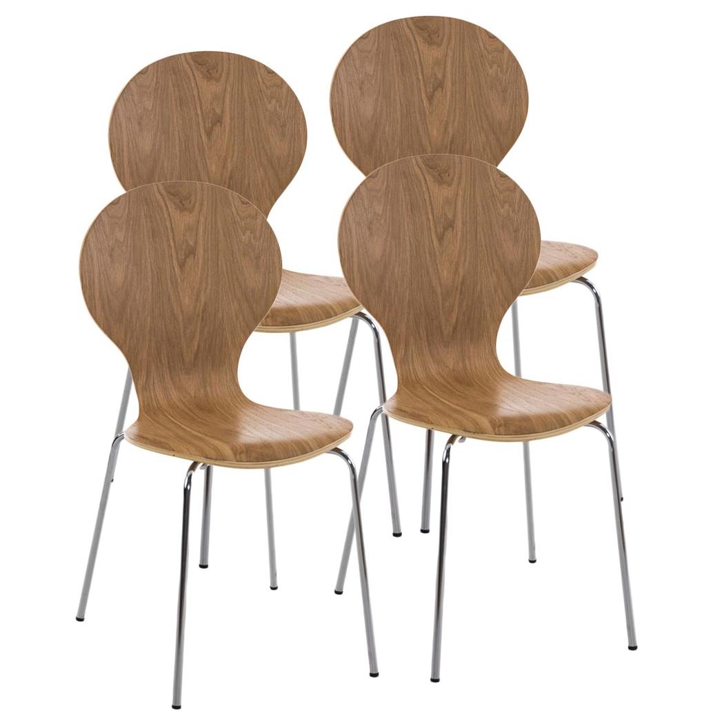 SET van 4 Keuken- of Eetkamerstoelen CARLO, Ergonomisch, in Hout en Metaal, Stapelbaar, in Eikenhoutkleur