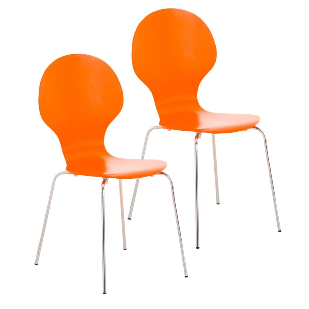 SET van 2 Keuken- of Eetkamerstoelen CARLO, Ergonomisch, in Hout en Metaal, Stapelbaar, in het Oranje