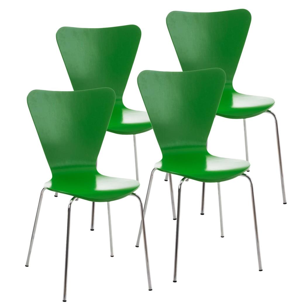 Set van 4 keuken- of eetkamerstoelen LERMA, in Metaal en Hout, Stapelbaar, Groen