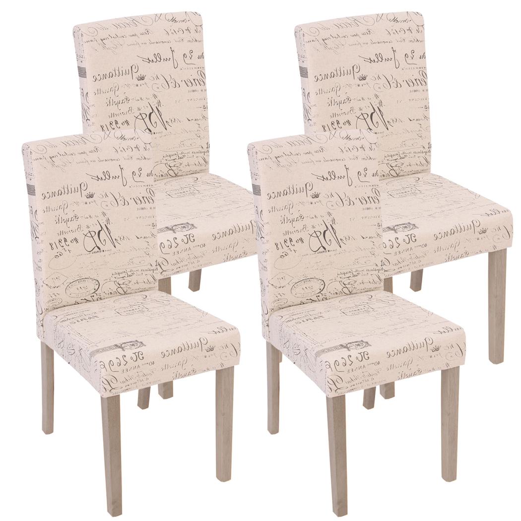 Set van 4 eetkamerstoelen DALI, Modern Ontwerp, Beige met Motieven, Natuurlijke Poten